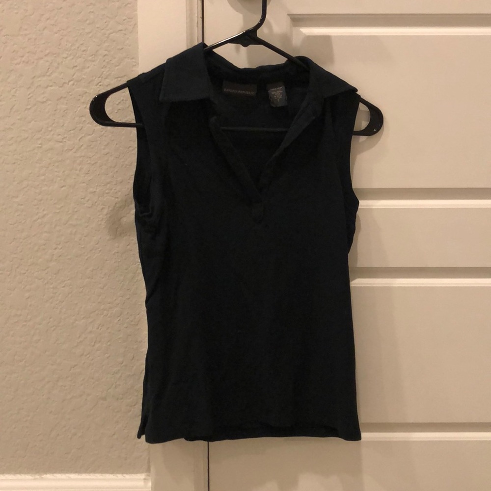 Banana Republic Black Short Sleeve Collar Top